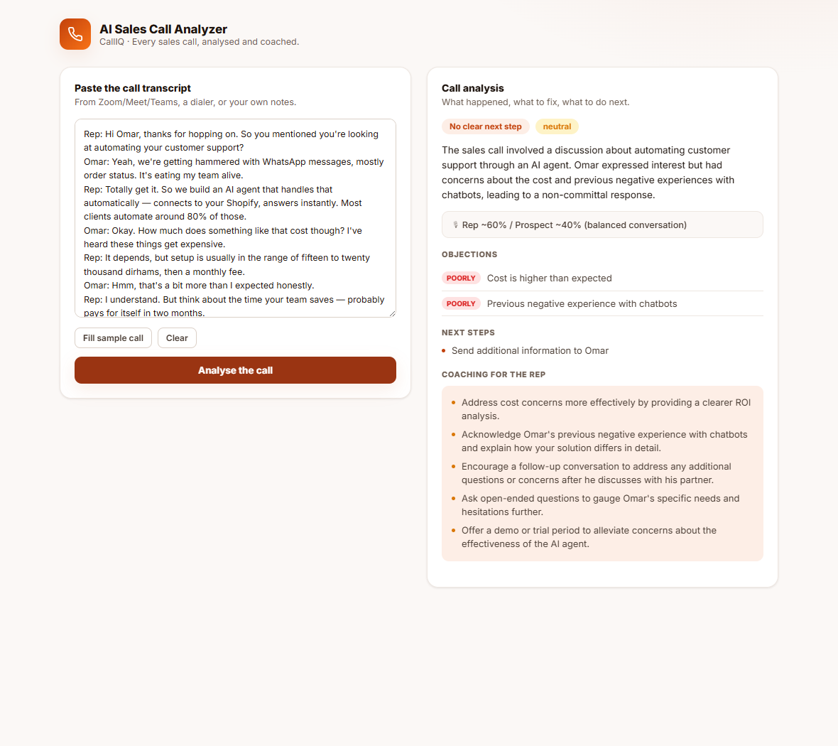 AI Sales Call Analyzer