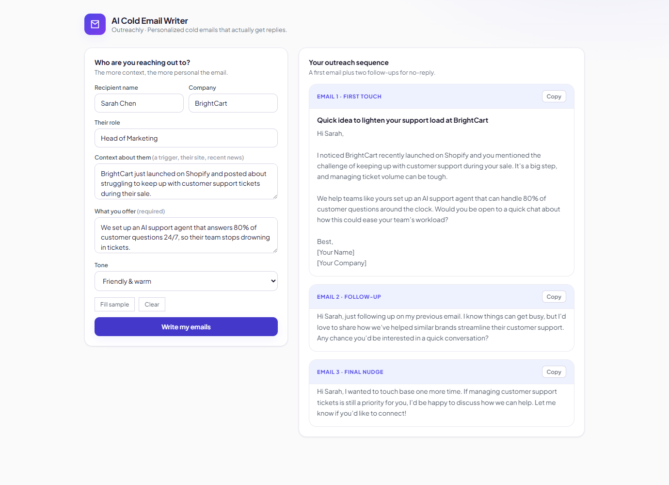 AI Cold Email Writer