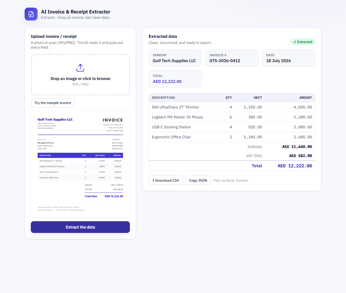 AI Invoice & Receipt Extractor