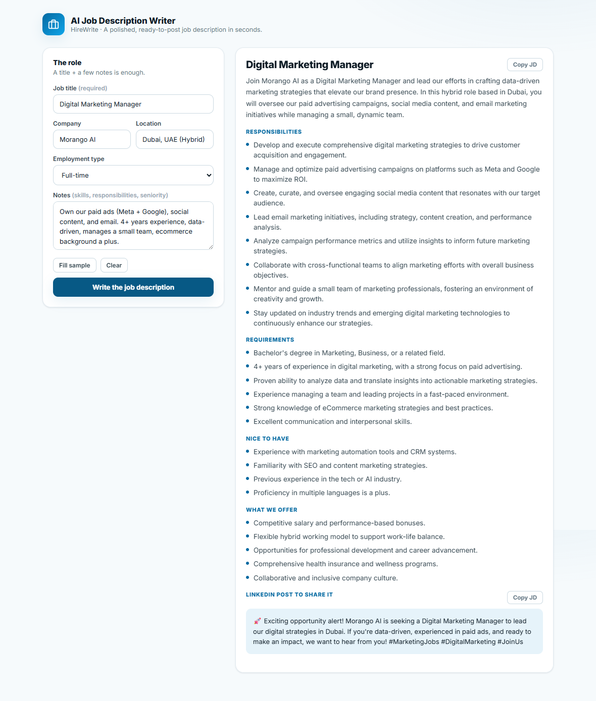 AI Job Description Writer