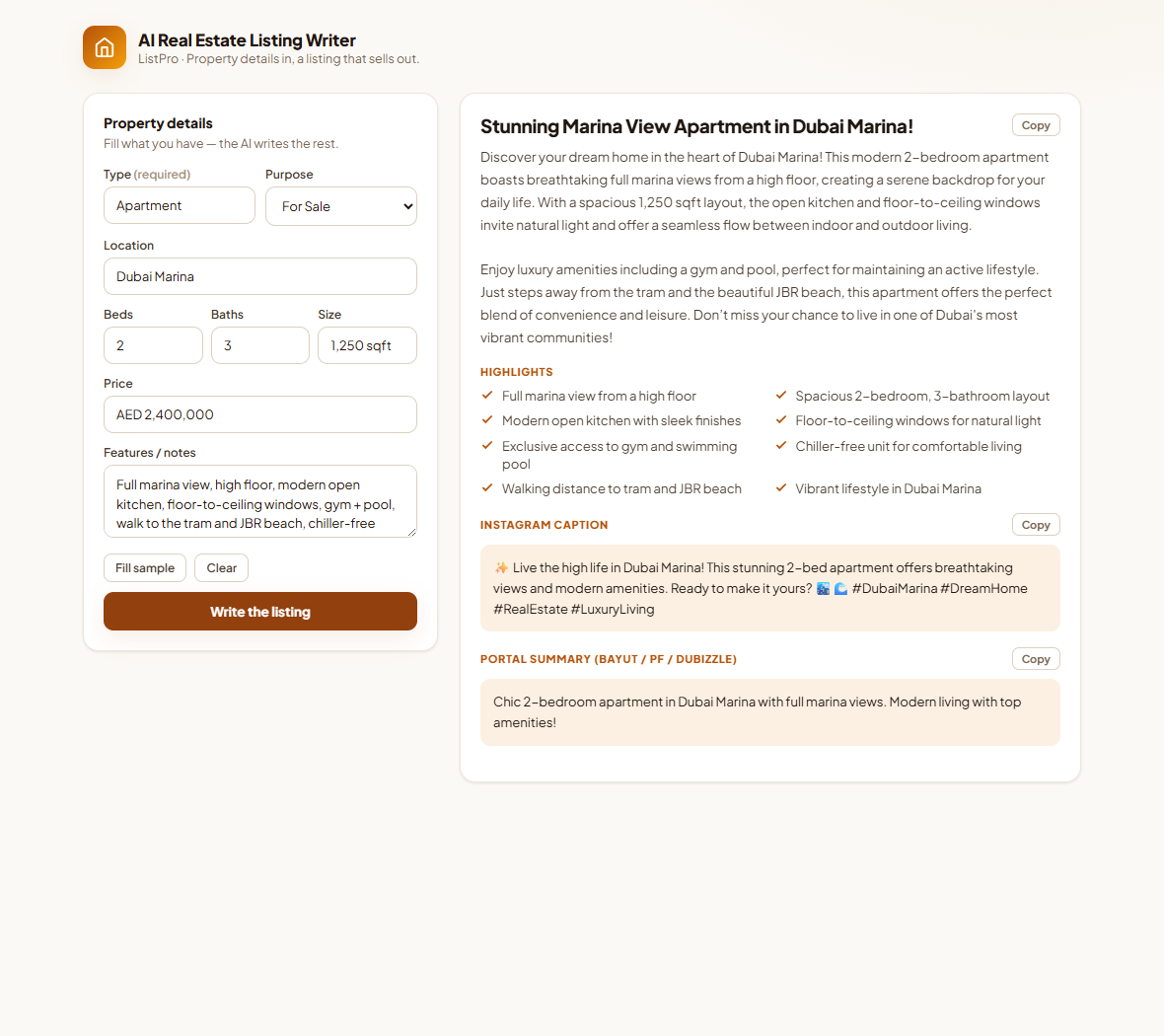 AI Real Estate Listing Writer
