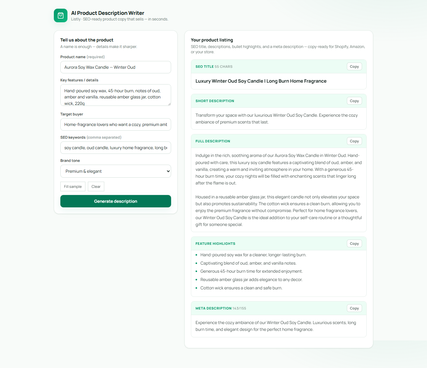 AI Product Description Writer